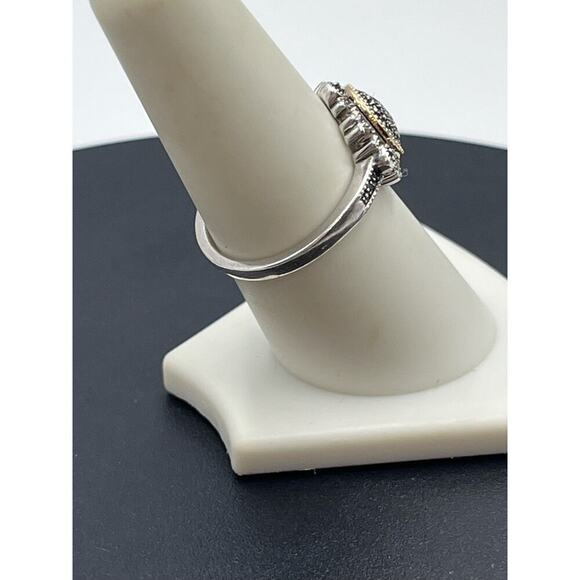 Designer‎ 925 Sterling Silver 14K
Yellow Gold Blue Diamond Two Tone Ring Sz 7.5 - Picture 7 of 16